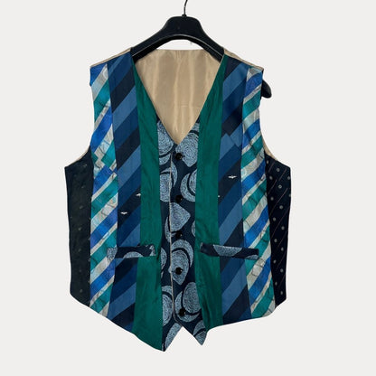 Retied Unisex Upcycled Neckties Vest Medium