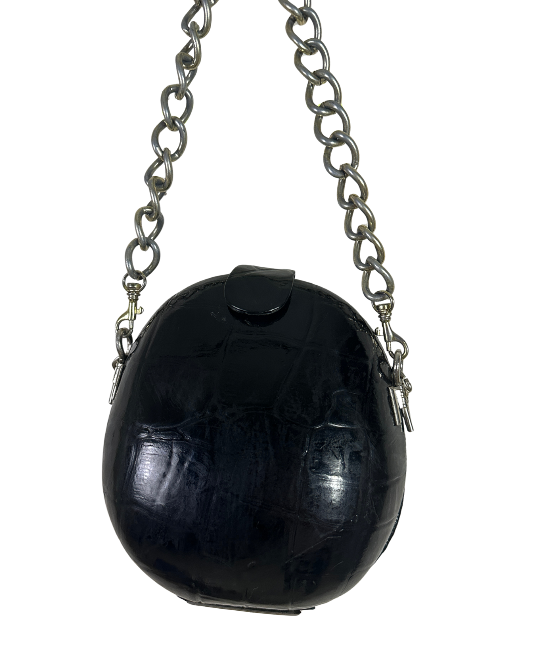 Retro Structured Round Statement Bag with Chunky Chain