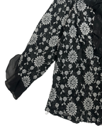 Y2K Babel Sheer Floral Embroidered Ruffle Blouse