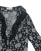 Y2K Babel Sheer Floral Embroidered Ruffle Blouse