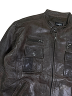 Vintage Club D Dark Brown Leather Moto Jacket 2XL