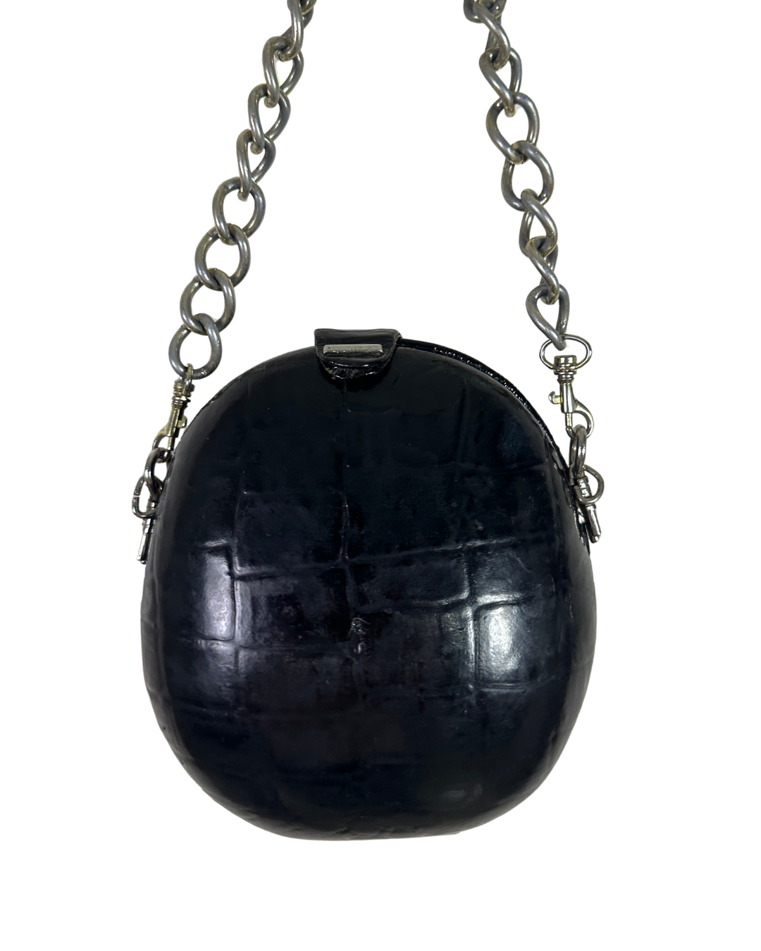 Retro Structured Round Statement Bag with Chunky Chain