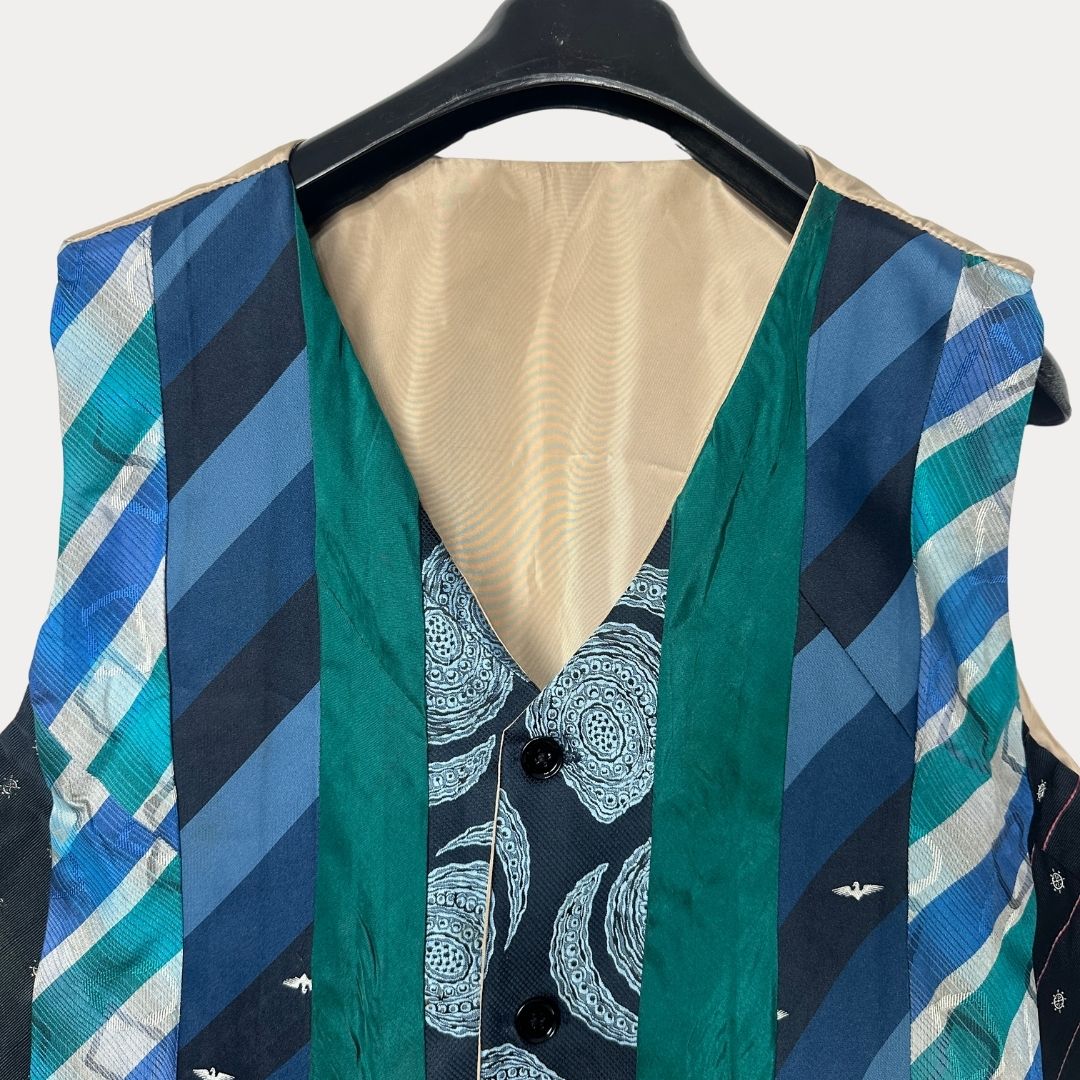 Retied Unisex Upcycled Neckties Vest Medium