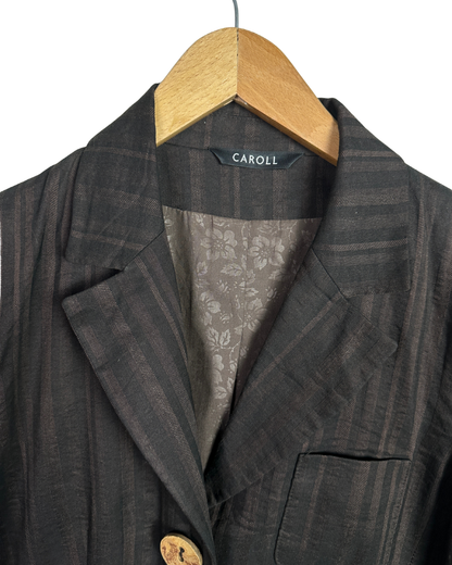 Vintage Caroll Linen Blend Brown Striped Women's Blazer