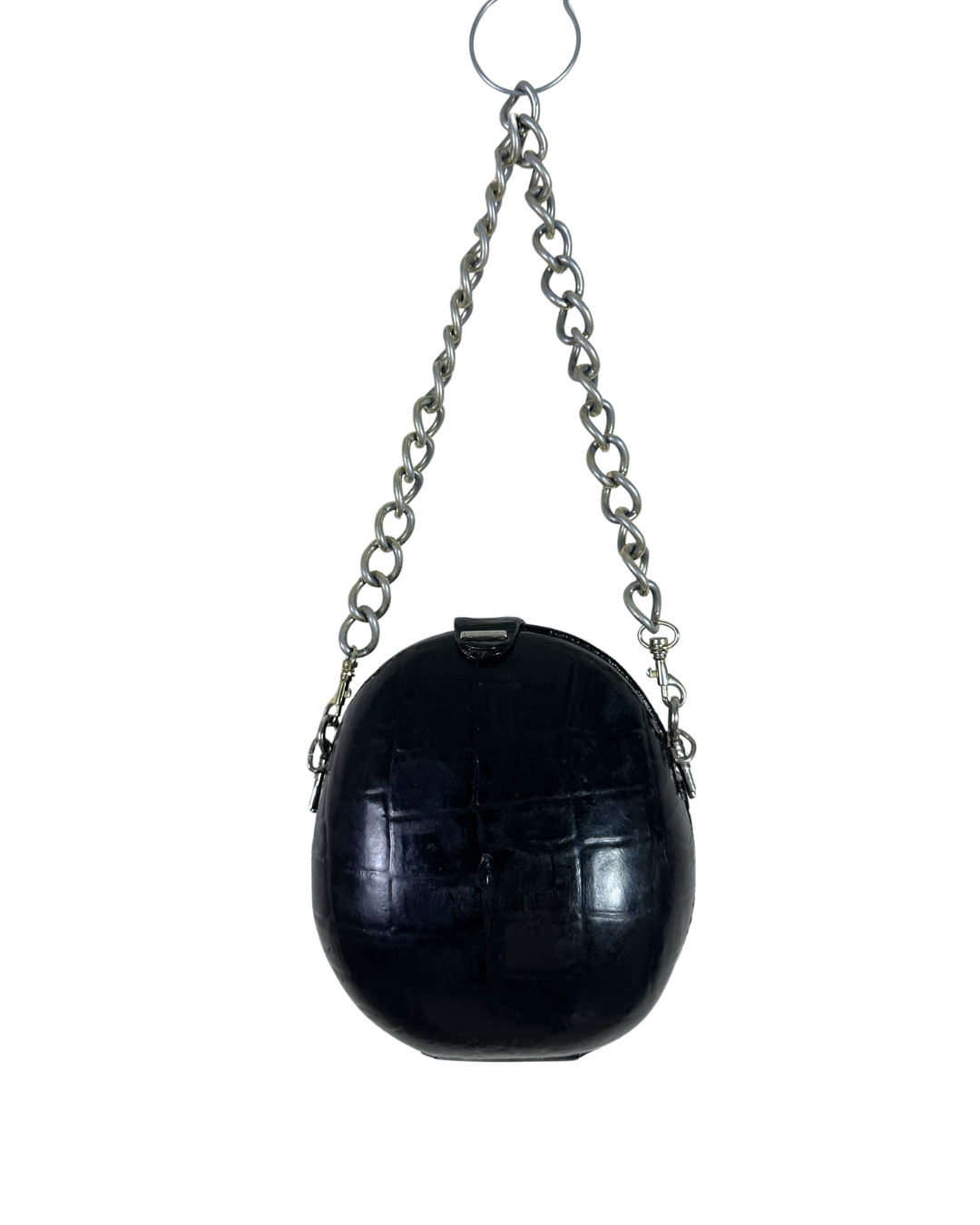 Retro Structured Round Statement Bag with Chunky Chain