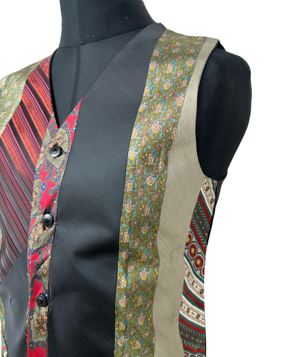 Retied Unisex Upcycled Neckties Vest Medium