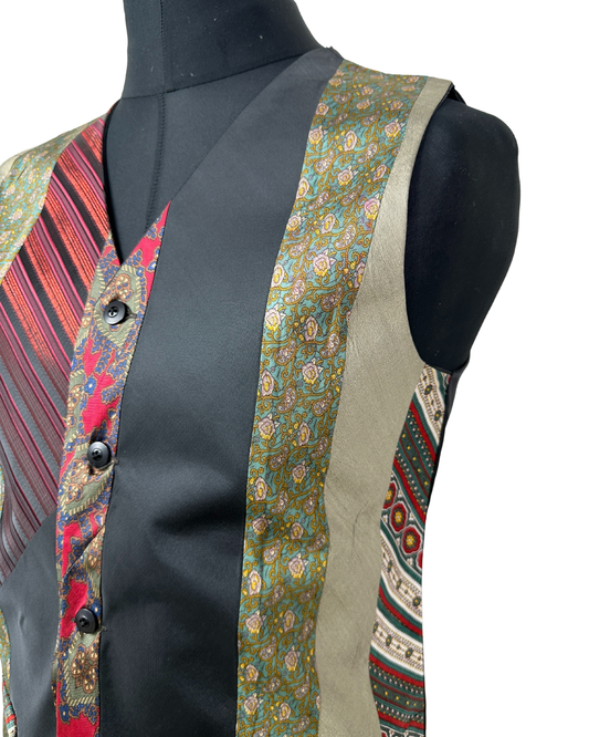Retied Unisex Upcycled Neckties Vest Medium