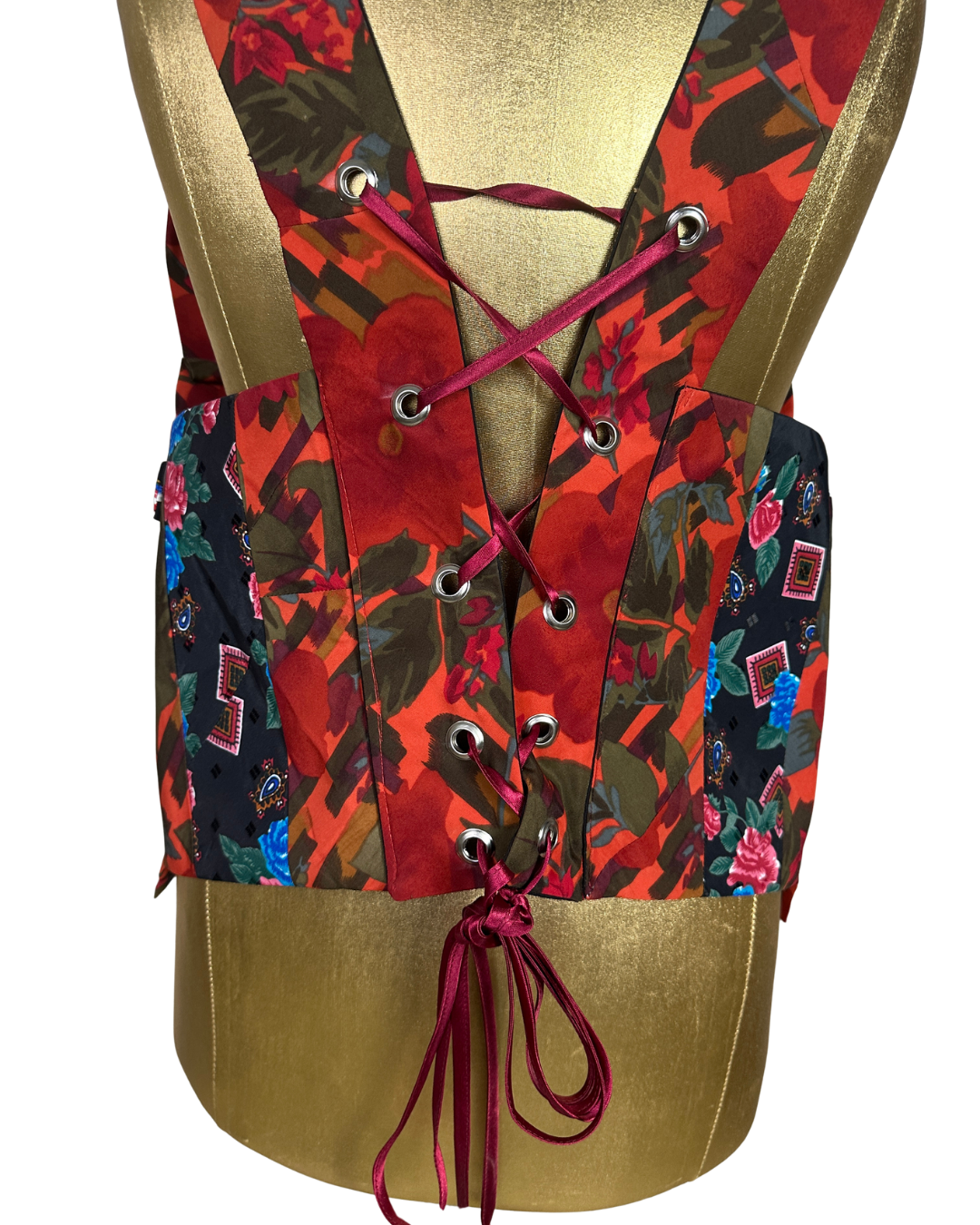 Handmade Upcycled Halter Corset-Back Vest Top & Choker
