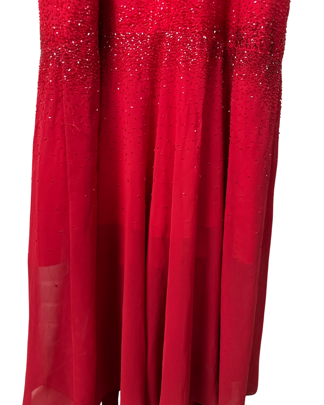 Red Beaded Maxi Evening Dress (Medium)