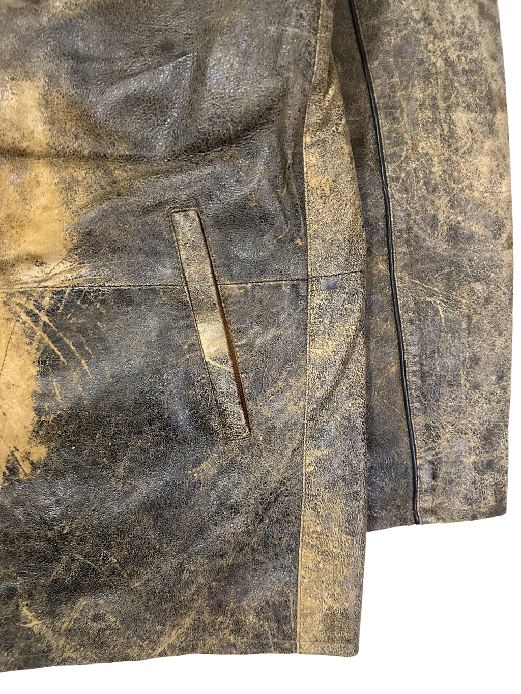 90s Vintage Pepe Jeans Distressed Genuine Sheep Leather Moto Jacket (Rare Sample)