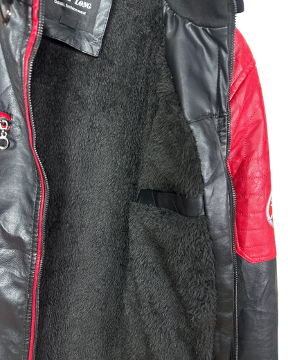 Vintage Yamaha Fleece-Lined  Racing Biker Leather Jacket Large