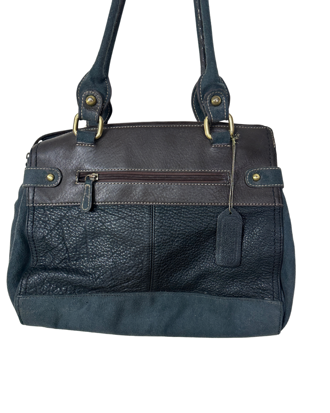 Vintage Y2K AURIELLE Brown & Black Genuine Leather Shoulder Tote