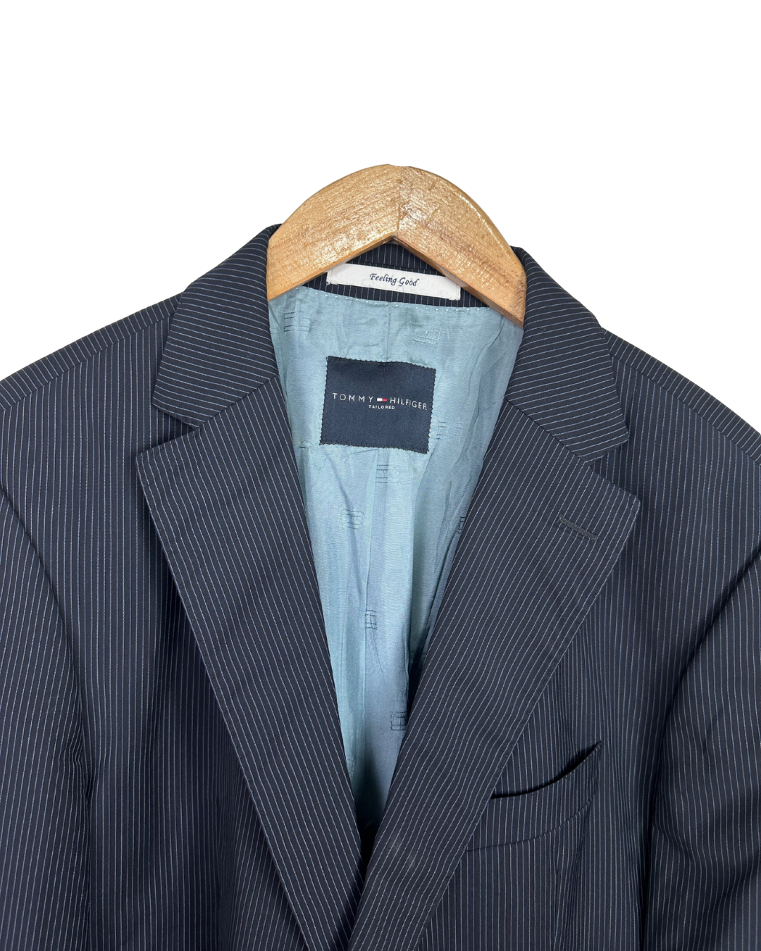 Tommy Hilfiger Feeling Good Tailored Wool Pinstripe Navy Blazer - Size 54