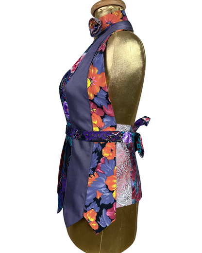 Handmade Upcycled Tie Halter Vest Top  & Choker