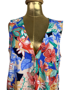 Floral Tie-Front Sleeveless Women's Shirt Large