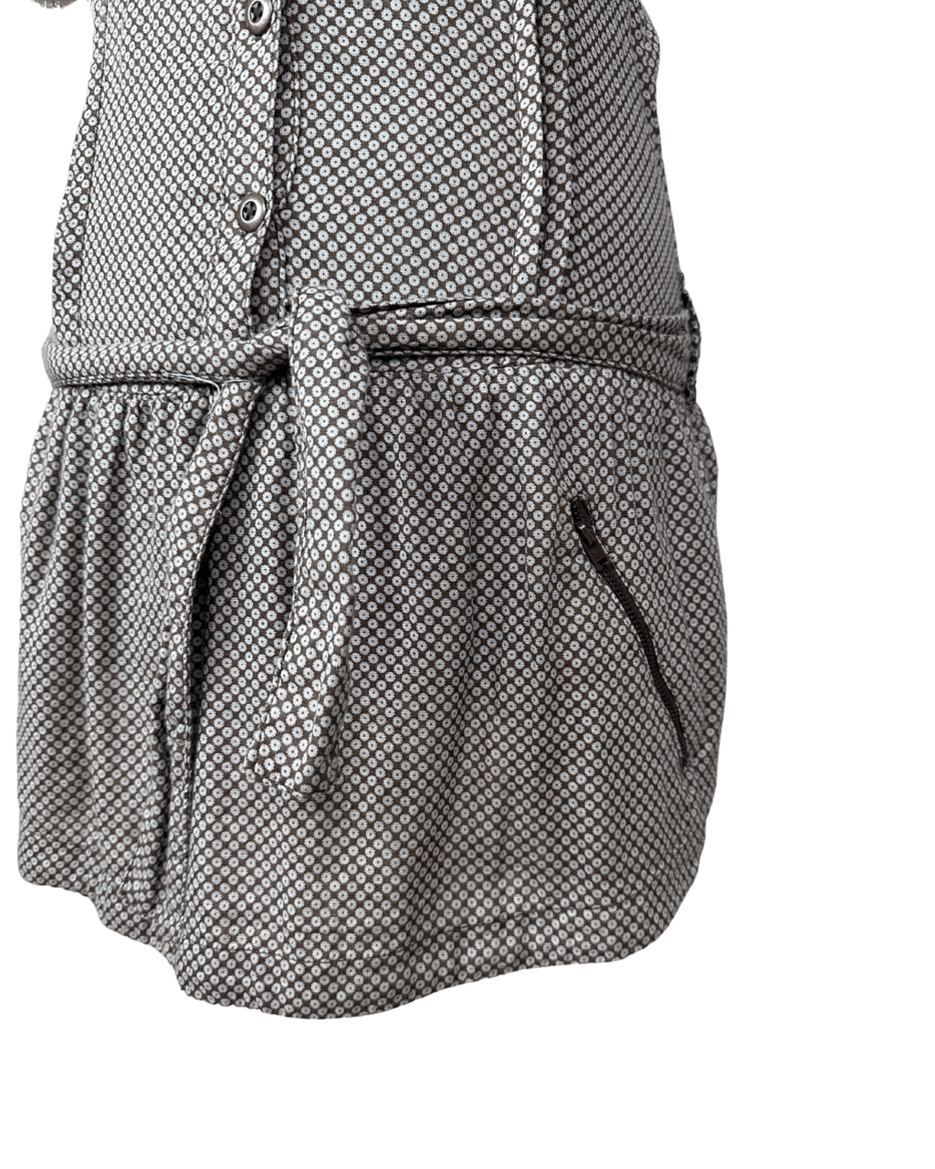 90s Geometric Print Dress with Tie Waist & Pockets - Funkify