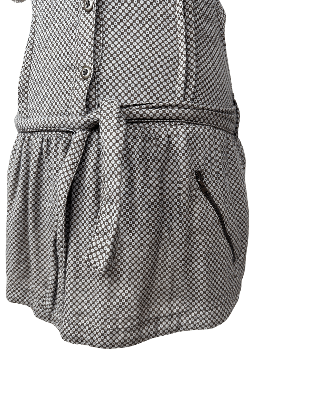 90s Geometric Print Dress with Tie Waist & Pockets - Funkify