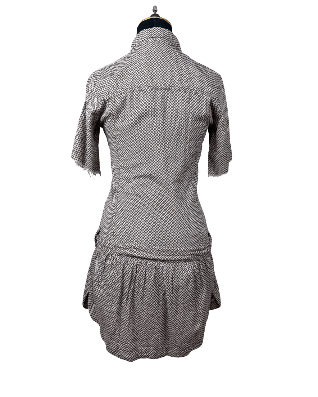 90s Geometric Print Dress with Tie Waist & Pockets - Funkify