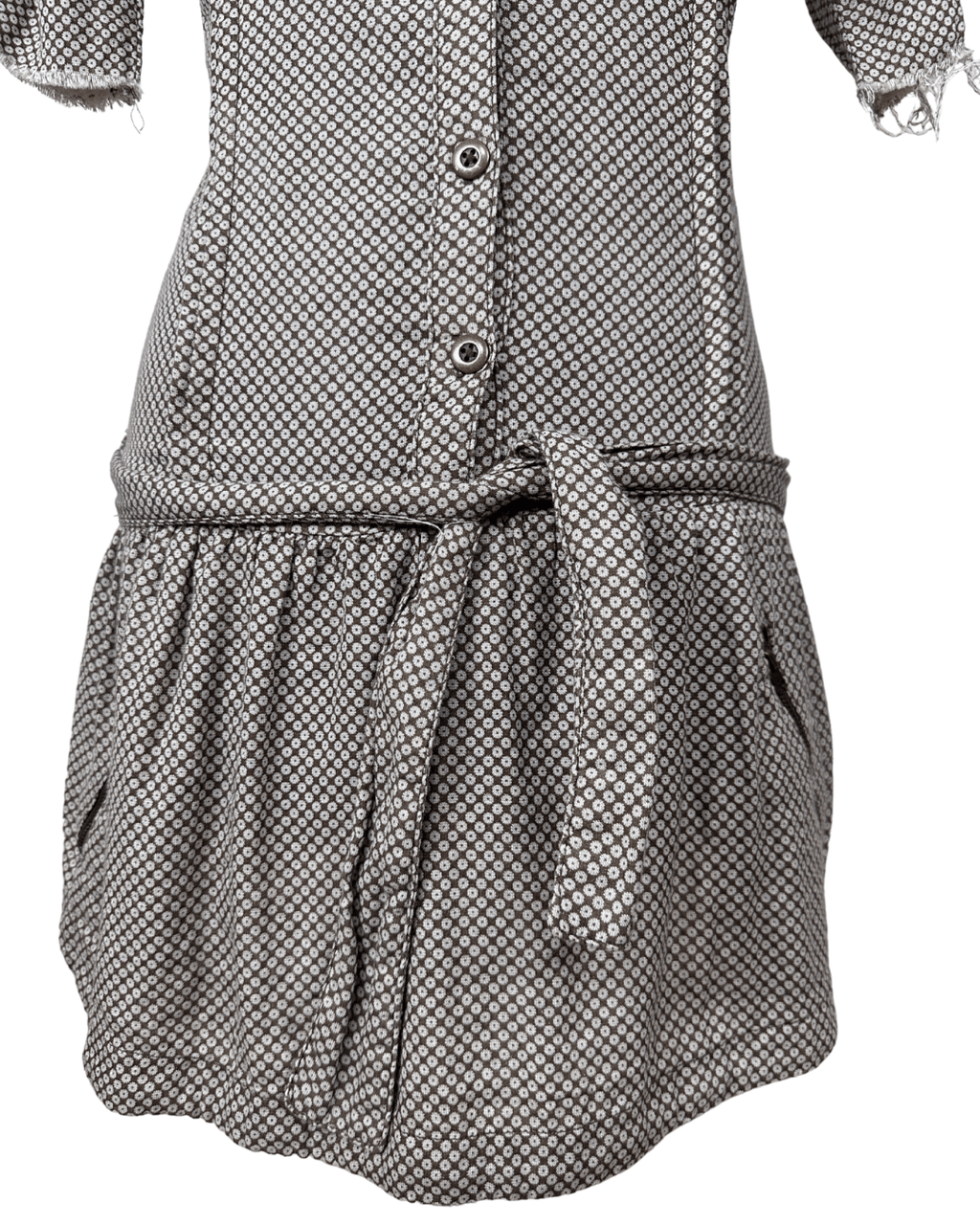 90s Geometric Print Dress with Tie Waist & Pockets - Funkify