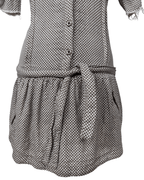 90s Geometric Print Dress with Tie Waist & Pockets - Funkify