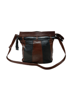 90s Grunge Slouchy Genuine Leather Bag with Plaid Lining - Funkify