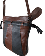 90s Grunge Slouchy Genuine Leather Bag with Plaid Lining - Funkify