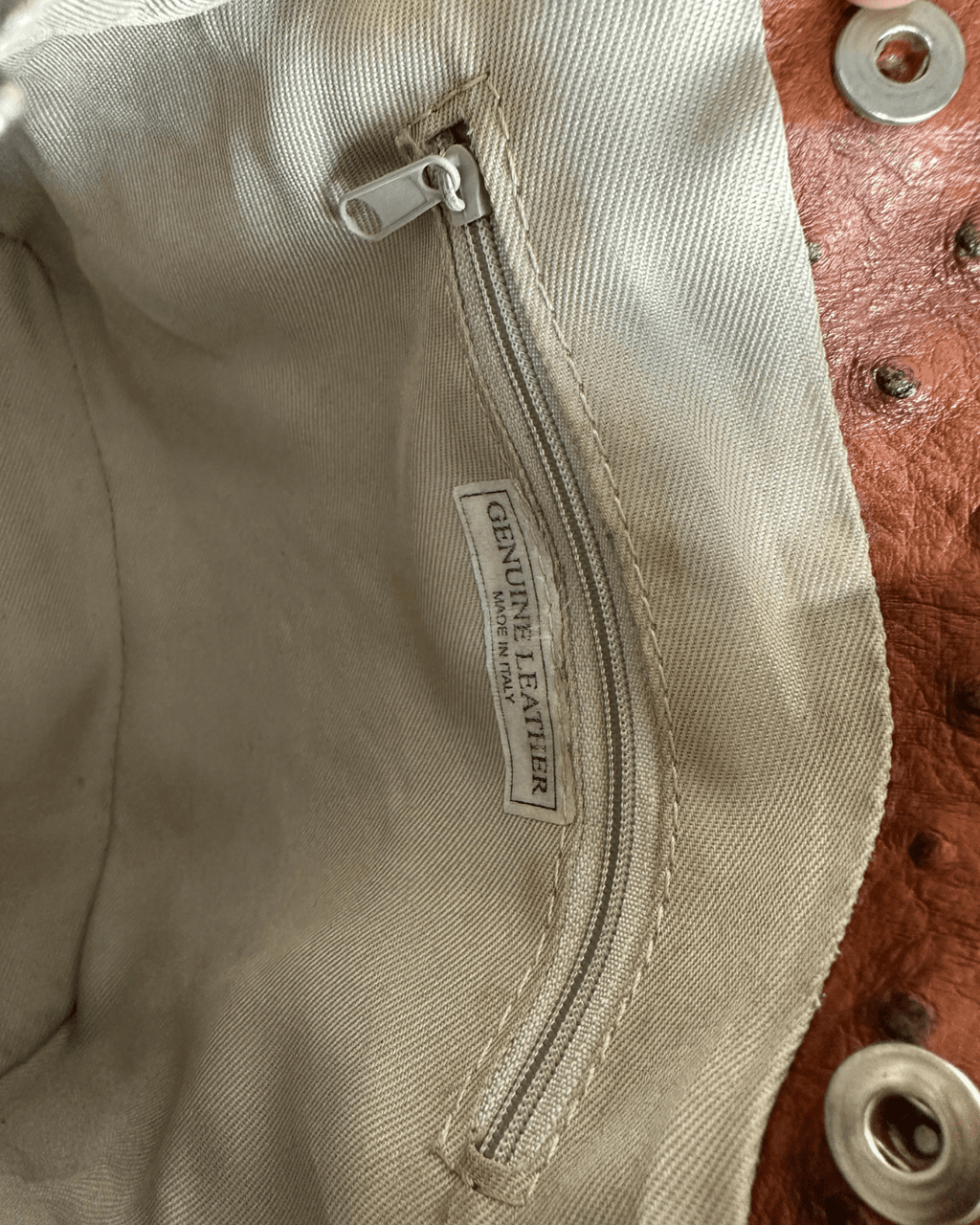 90s Italian Ostrich Embossed Genuine Leather Crossbody Bag - Funkify