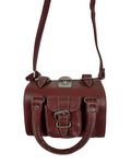 90s Multi-Buckle Cylinder Leather Crossbody Bag with Top Handle - Funkify