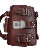 90s Multi-Buckle Cylinder Leather Crossbody Bag with Top Handle - Funkify
