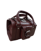 90s Multi-Buckle Cylinder Leather Crossbody Bag with Top Handle - Funkify