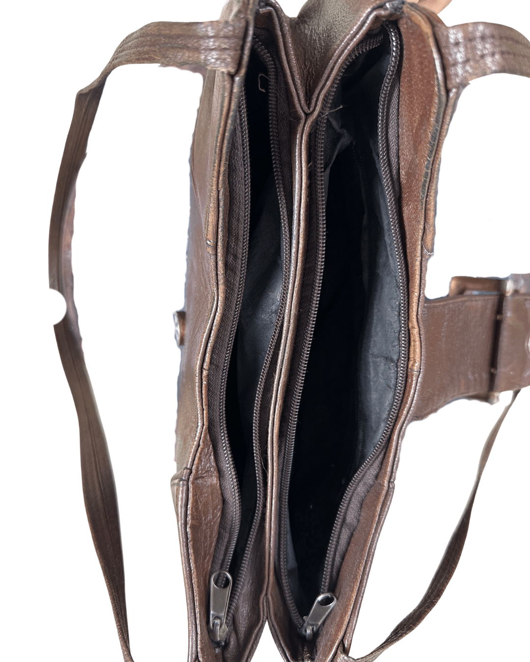 90s Style Chocolate Brown Genuine Leather Baguette Bag - Funkify