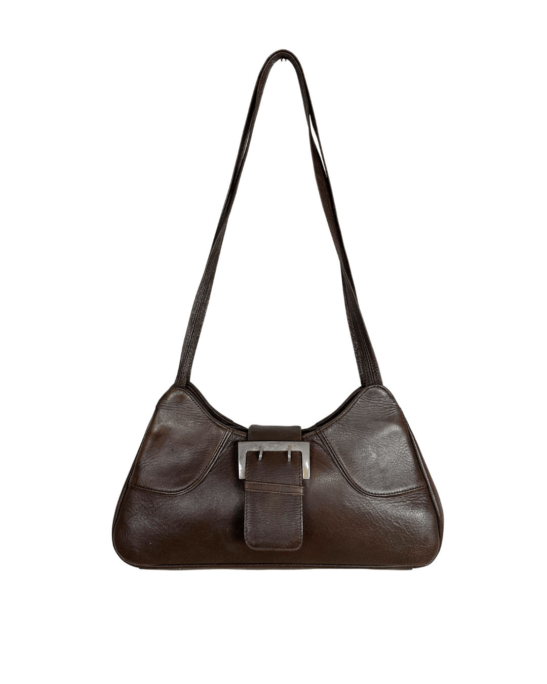 90s Style Chocolate Brown Genuine Leather Baguette Bag - Funkify