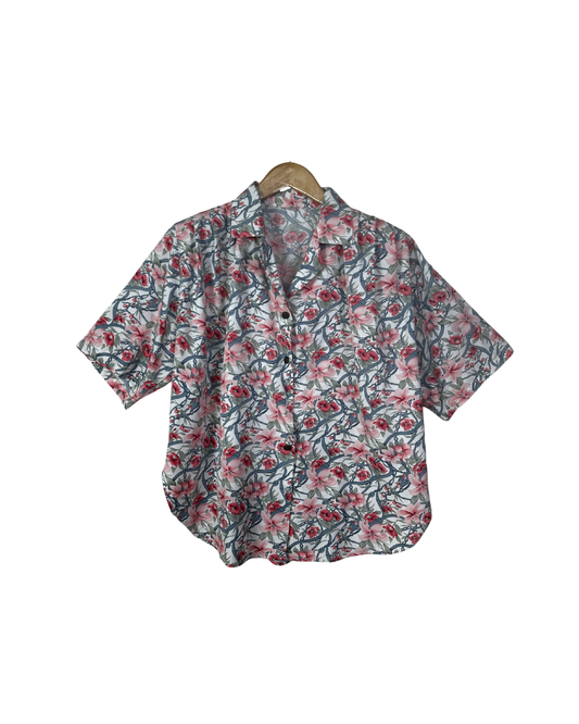 Vintage Floral Women's Shirt w/ Shoulder Pads