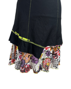 Y2K Cache Cache Black Layered Dress with Floral Ruffle Hem