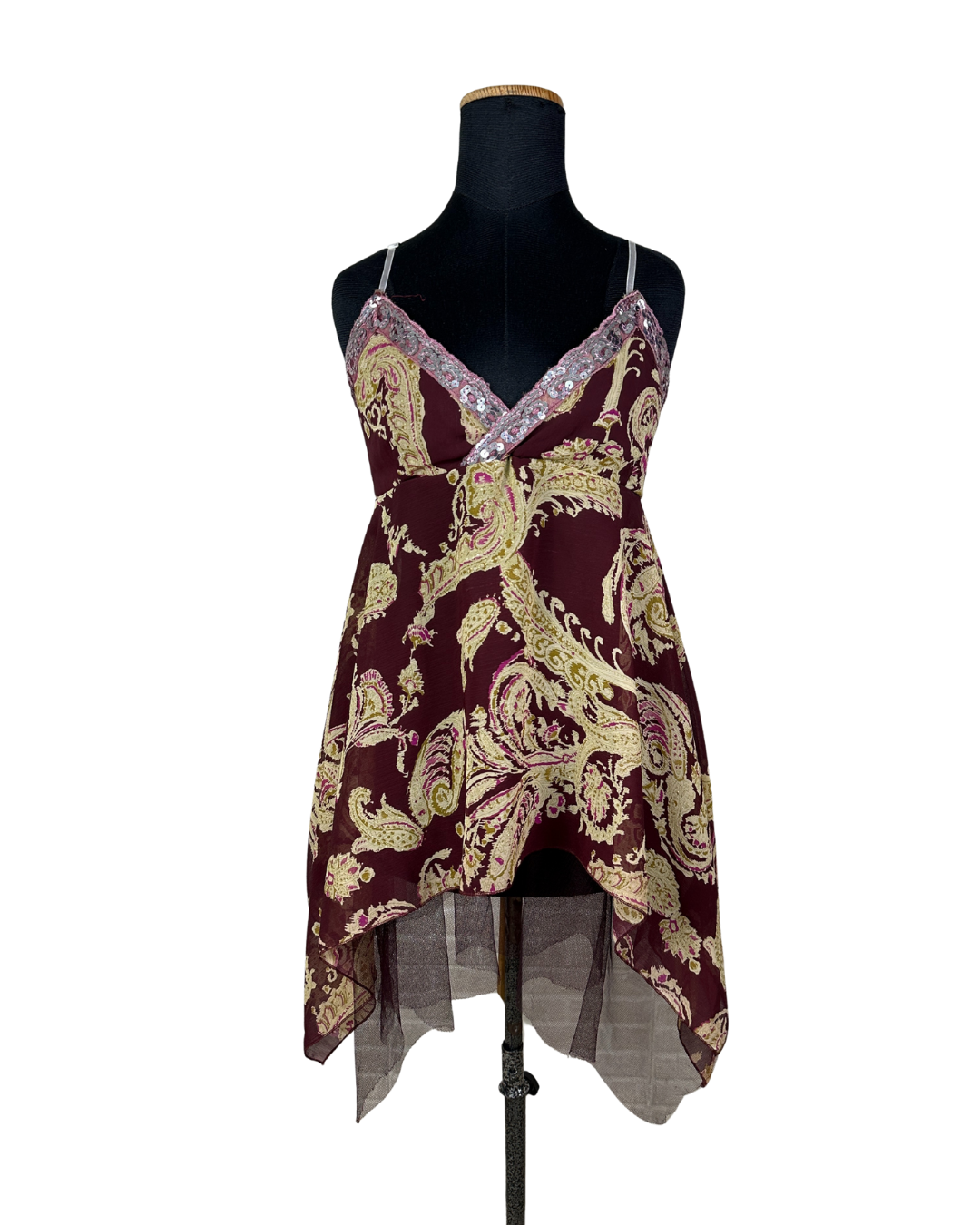 Y2K Assymetrical Hem Sequin Detail Cami Top