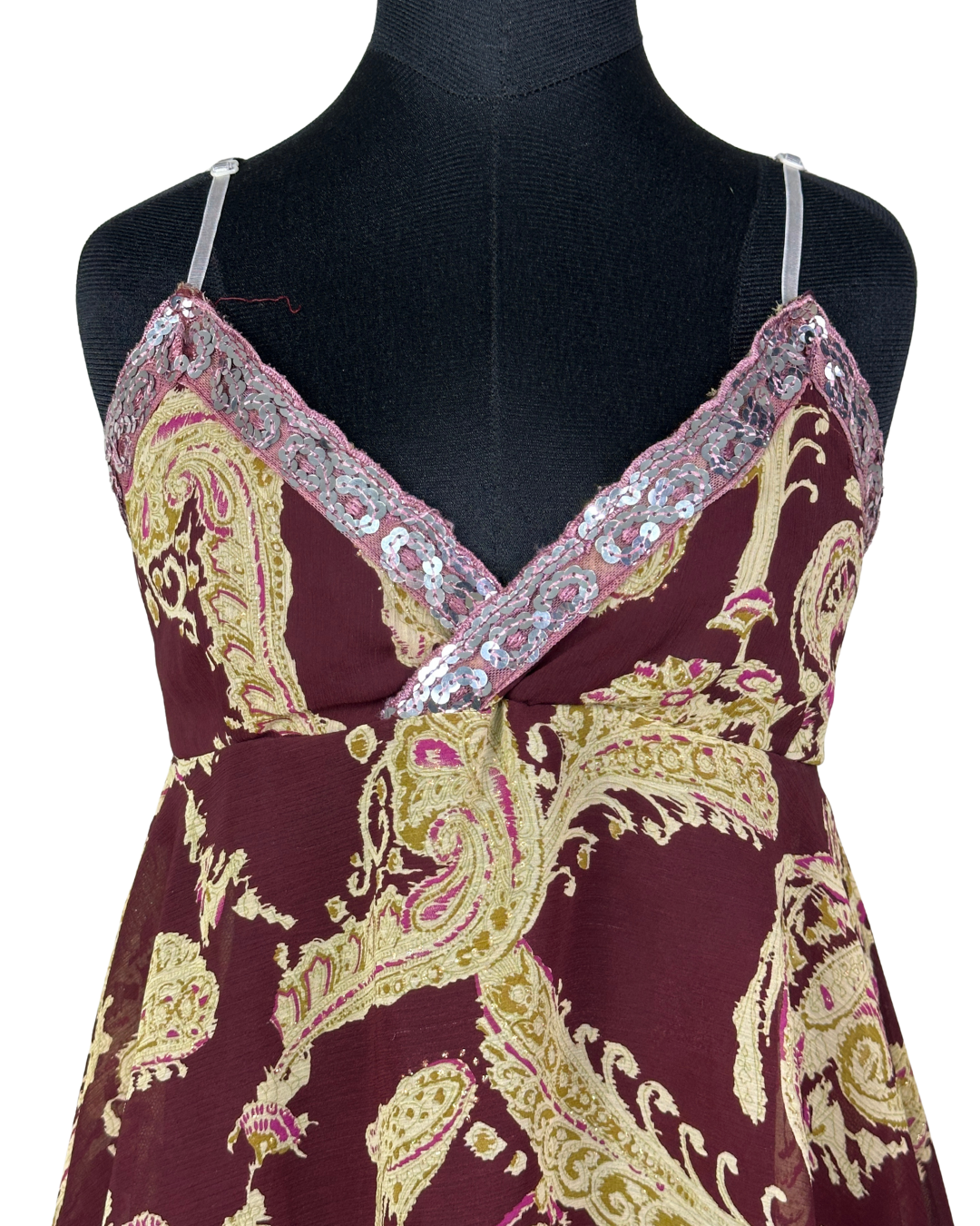 Y2K Assymetrical Hem Sequin Detail Cami Top