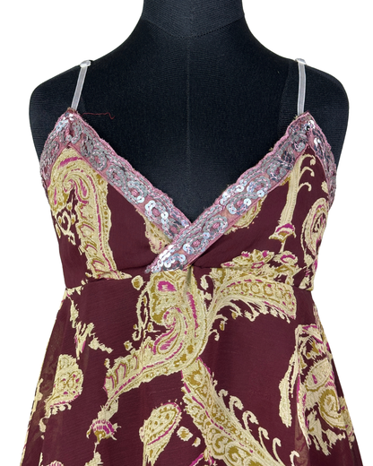 Y2K Assymetrical Hem Sequin Detail Cami Top