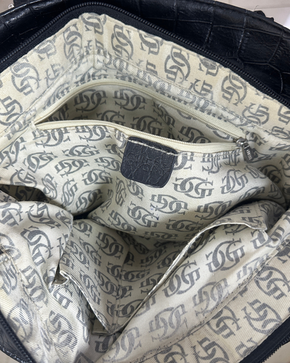 Vintage Y2K Guess Black Embossed Leather Shoulder Bag