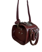 90s Multi-Buckle Cylinder Leather Crossbody Bag with Top Handle