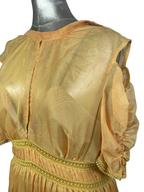 Self-Portrait Mustard Cold-Shoulder Chiffon Pleated Dress