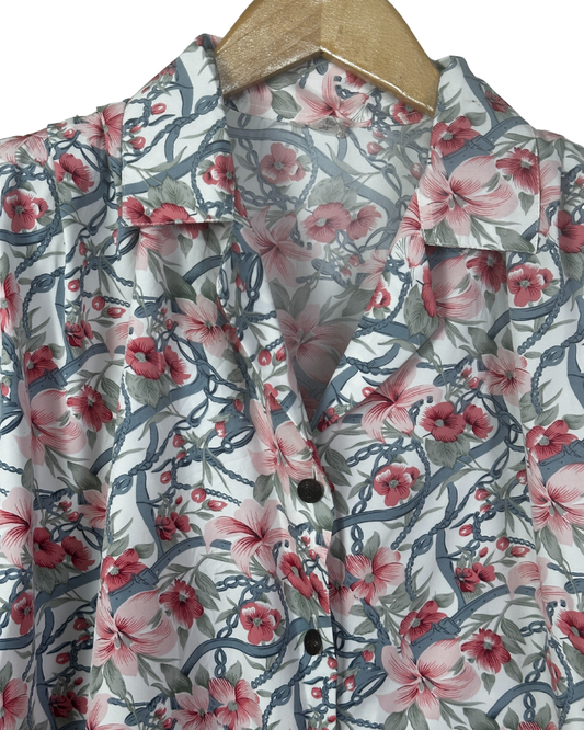 Vintage Floral Women's Shirt w/ Shoulder Pads