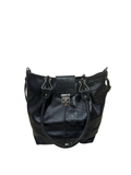 Mixed-Texture Genuine Leather  Shoulder Bag with Strap