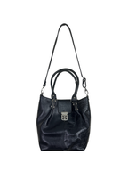 Mixed-Texture Genuine Leather  Shoulder Bag with Strap