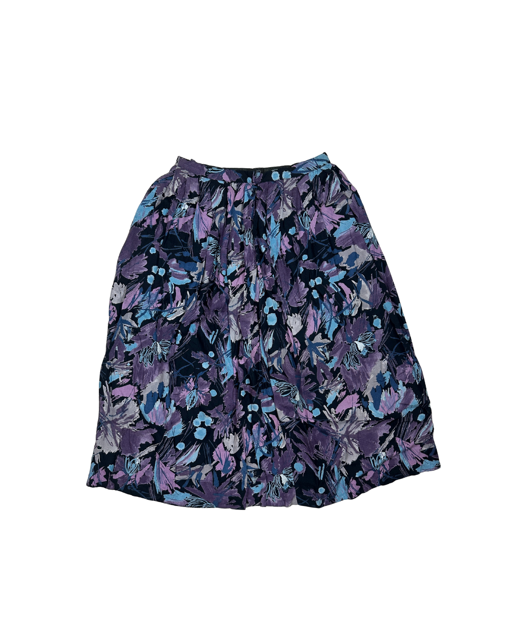 Vintage Purple Floral Skirt w/ Pockets - Medium