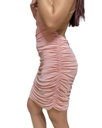 Pink Open-back Ruched Dress