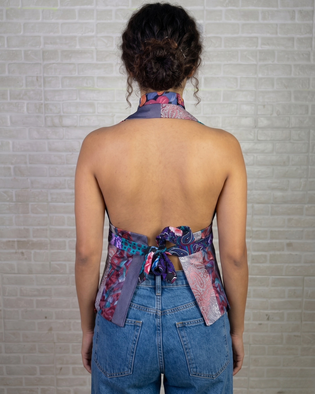 Handmade Upcycled Tie Halter Vest Top  & Choker