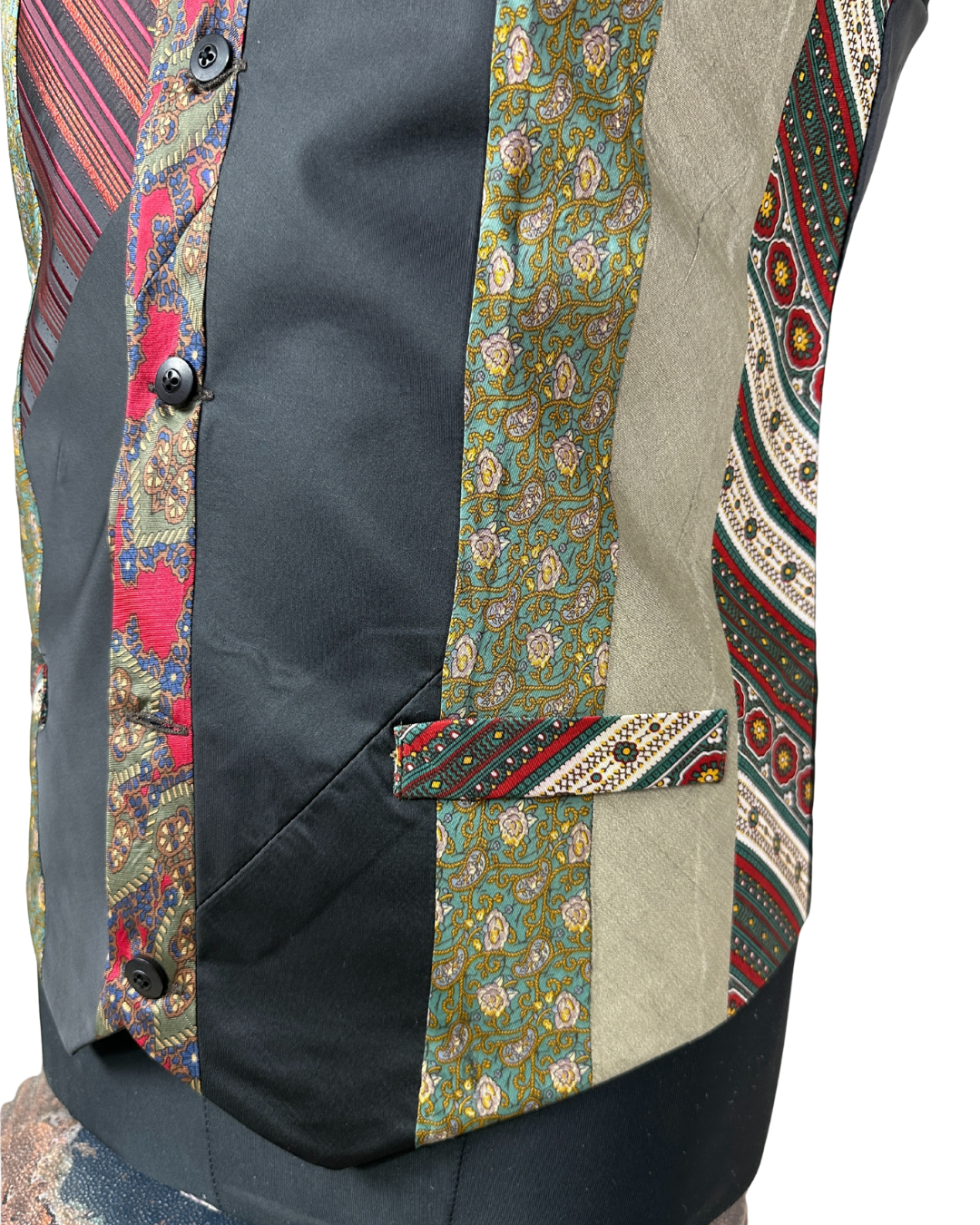 Retied Unisex Upcycled Neckties Vest Medium