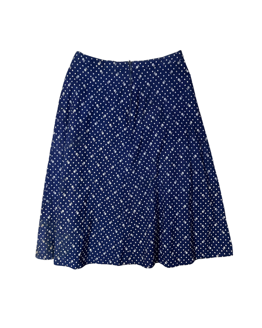 Vintage Navy Blue Floral Midi Skirt