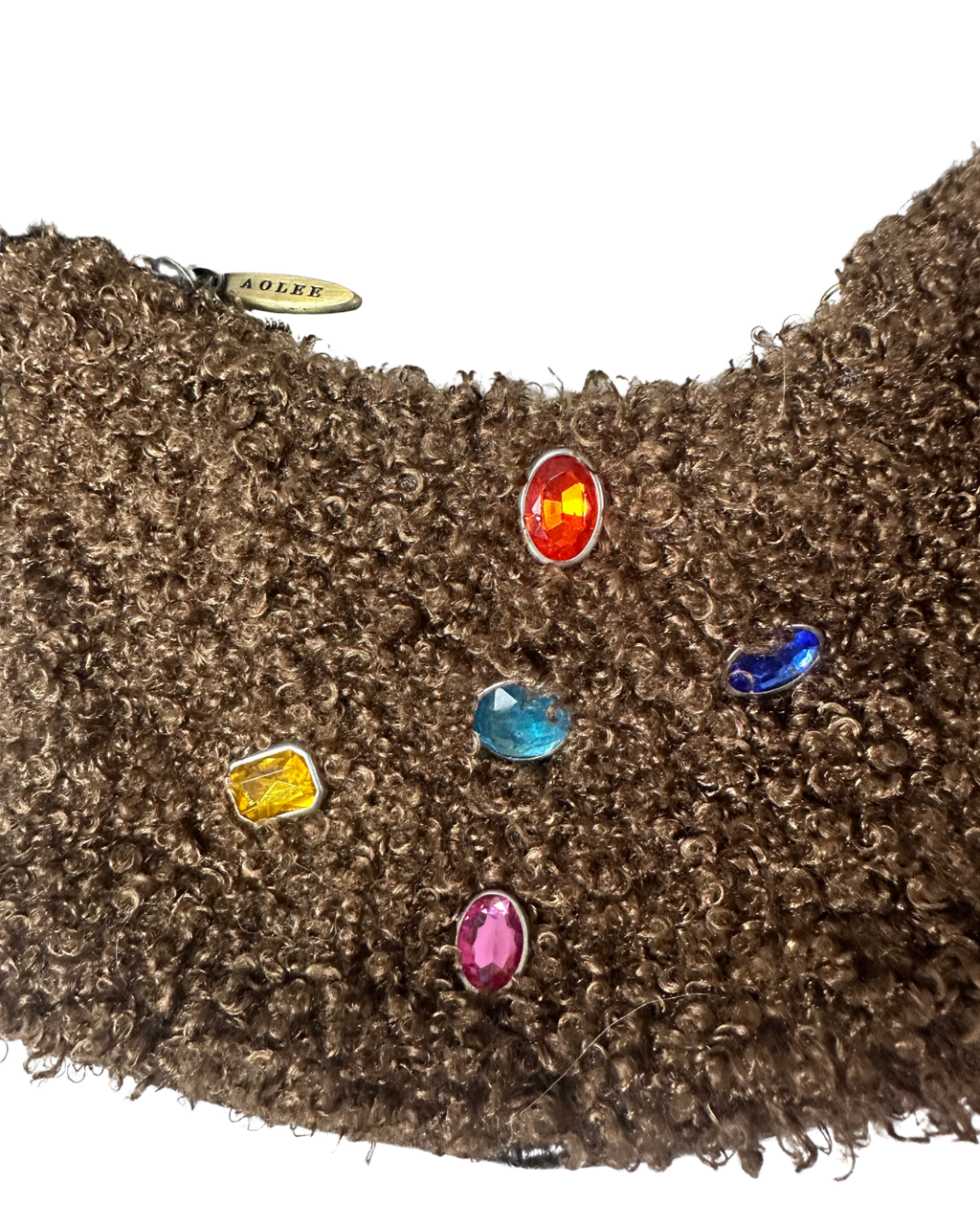 Aolee Teddy Gem Embellished Genuine Leather Bag