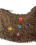 Aolee Teddy Gem Embellished Genuine Leather Bag